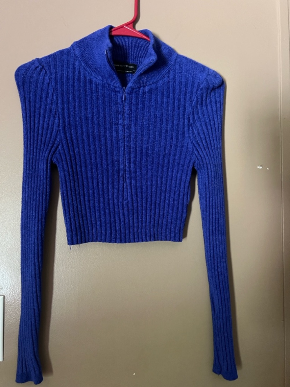 Urban Outfitters Cobalt Blue Ribbed Half-Zip Sweater